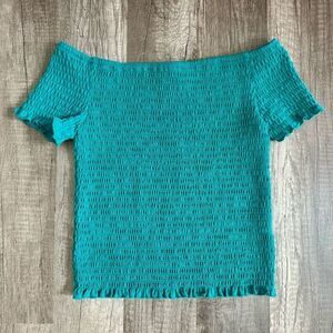 Art Class Girls' Short Sleeve Smocked Off Shoulder Top Size M (7/8)